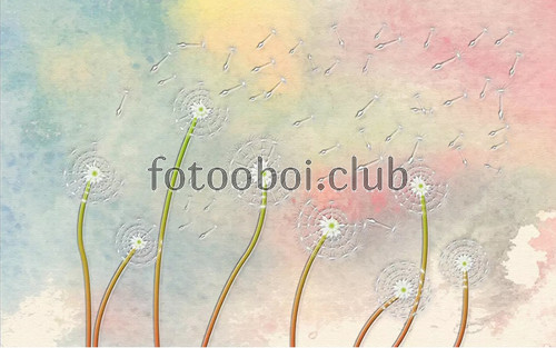 одуванчики, акварель, дизайнерские